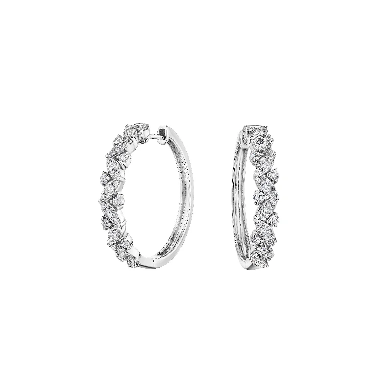 Sabel Collection White Gold Diamond Hoop Earrings