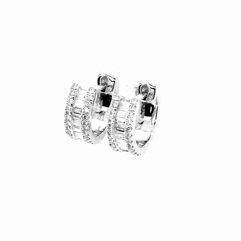 White Gold Diamond Huggie Earrings