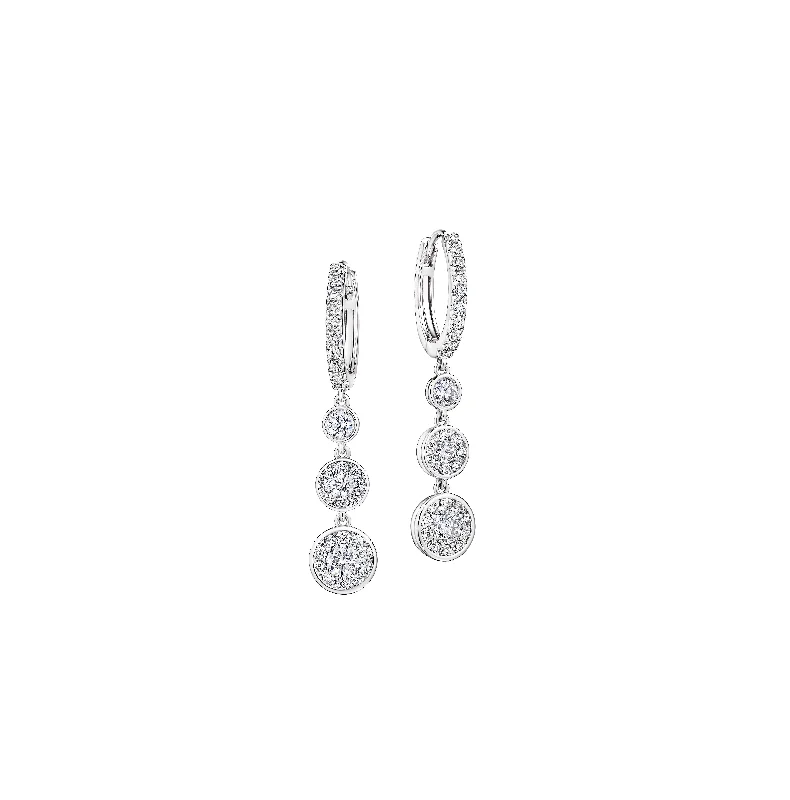 Sabel Collection White Gold Graduated Diamond Circle Dangle Earrings