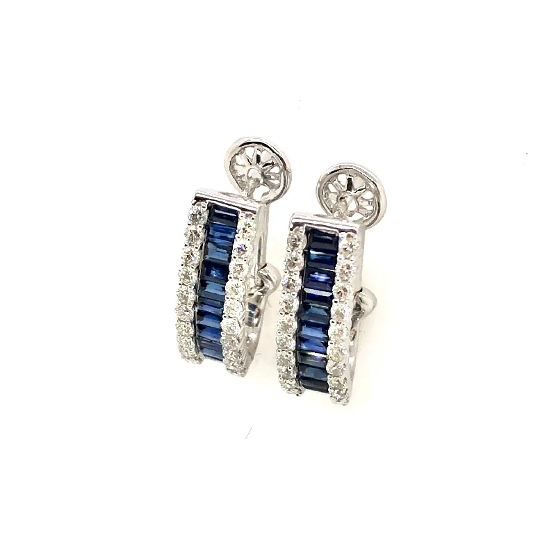 White Gold Sapphire and Diamond Fashion Earrings