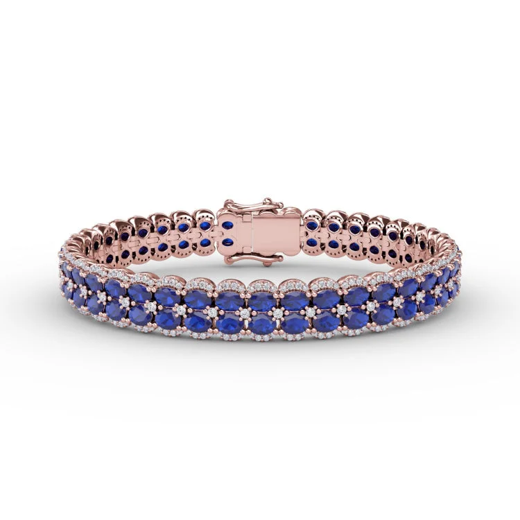 Double Oval Sapphire and Diamond Bracelet