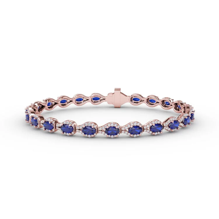 Pear-Shaped Diamond & Sapphire Bracelet