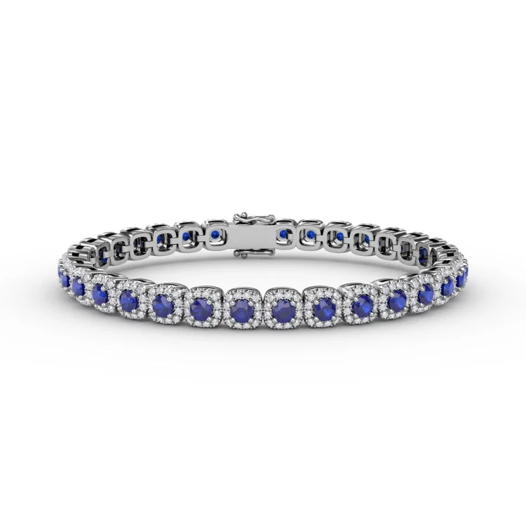 Cushion Cut Sapphire and Diamond Bracelet