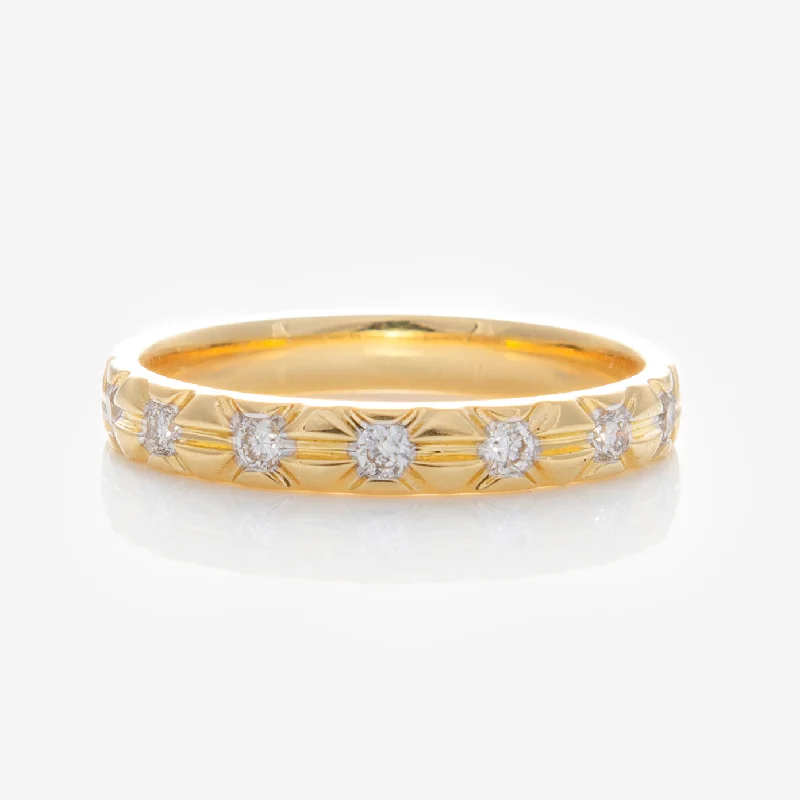 Solid Gold Vintage Inspired Diamond Band