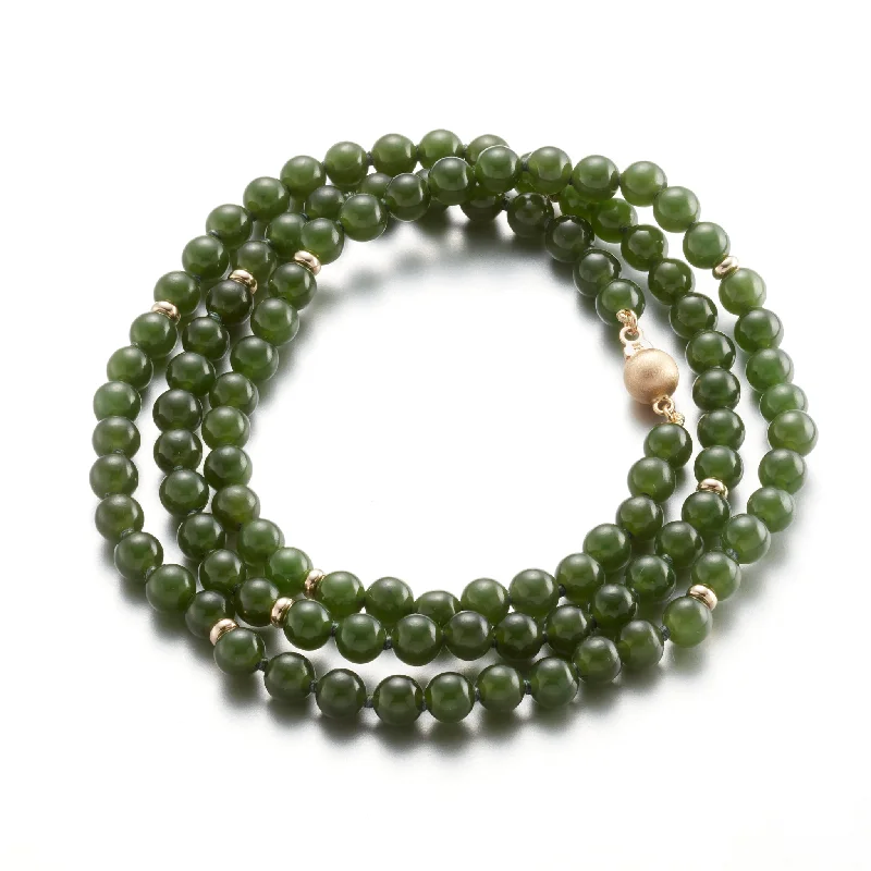 Wrap Bracelet in Green Nephrite Jade