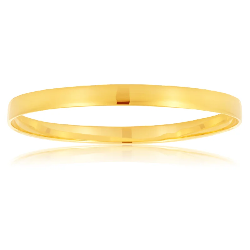 9ct Yellow Gold 6mm wide Solid Bangle