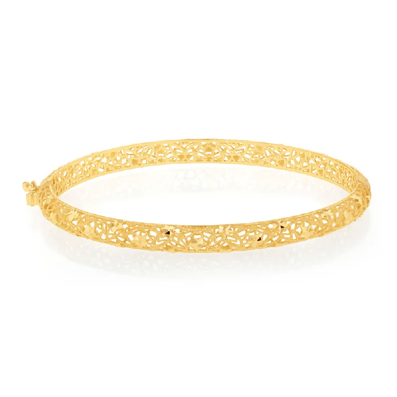 9ct Yellow Gold Fancy Mesh 65mm Bangle