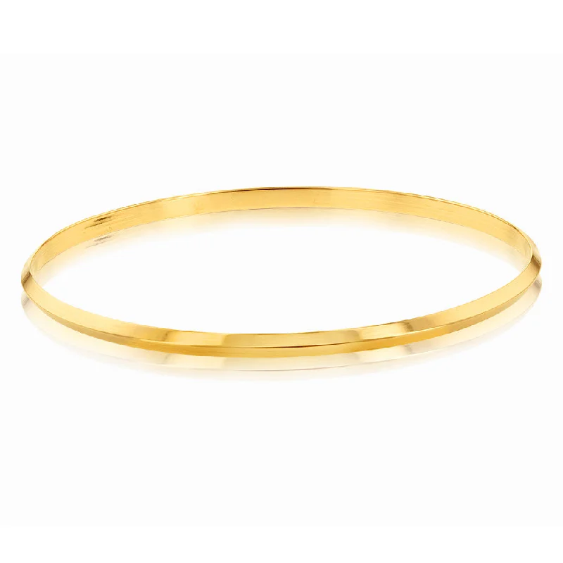 9ct Yellow Gold Knife Edge Pattern 65mm Bangle