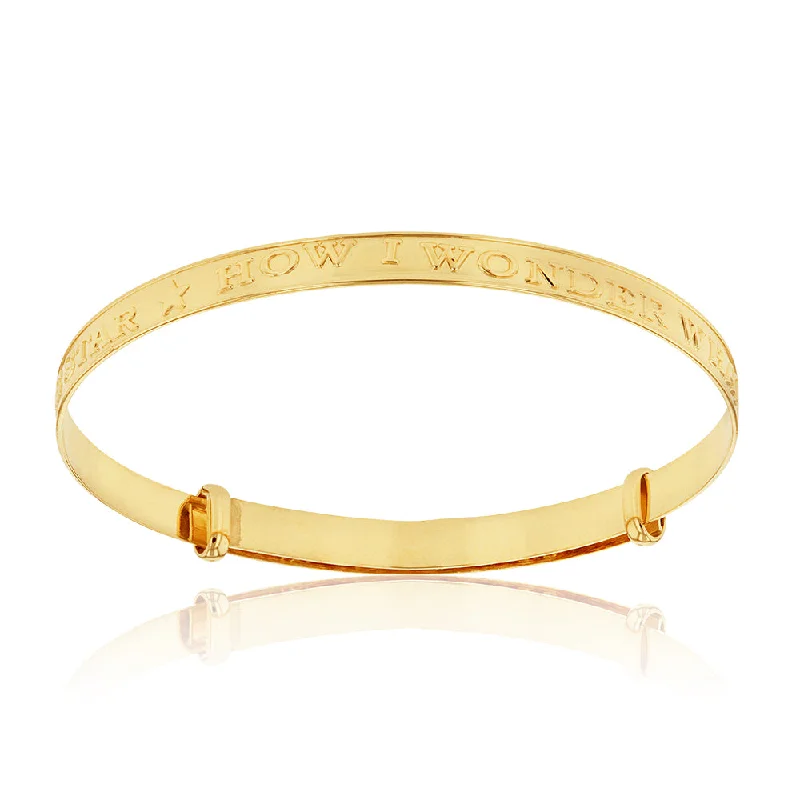 9ct Yellow Gold Twinkle 3mm Expandable Baby Bangle In Box