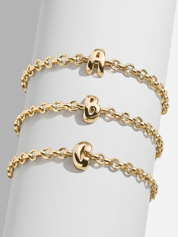 Chunky Chain Initial Bracelet - Gold