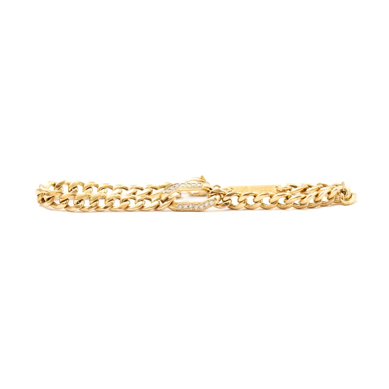 Pavé Oval Link on Medium Curb Chain Bracelet