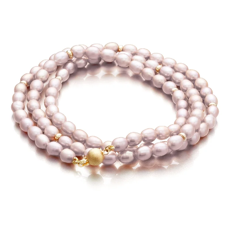 Petite Pink Pearl & Gold Wrap Bracelet