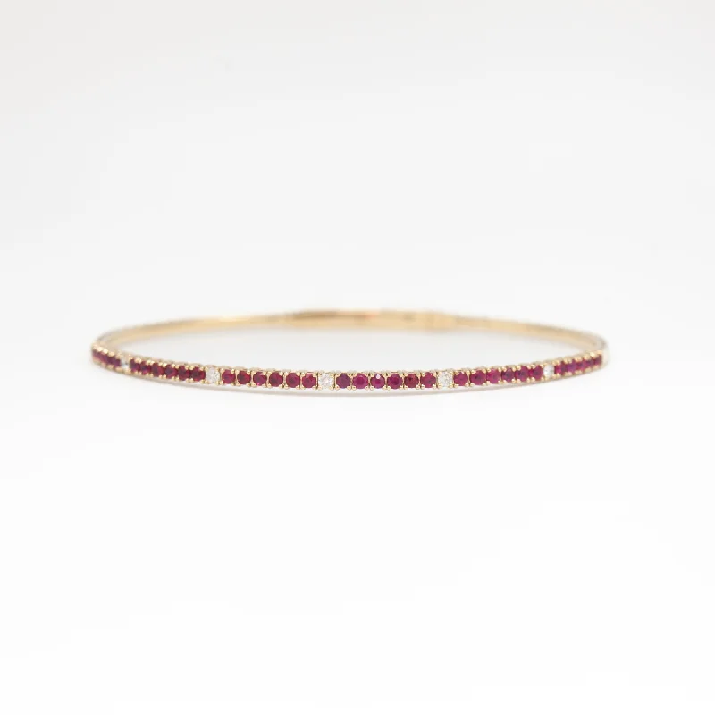 Ruby & White Diamond Flexible-Fit Bangle