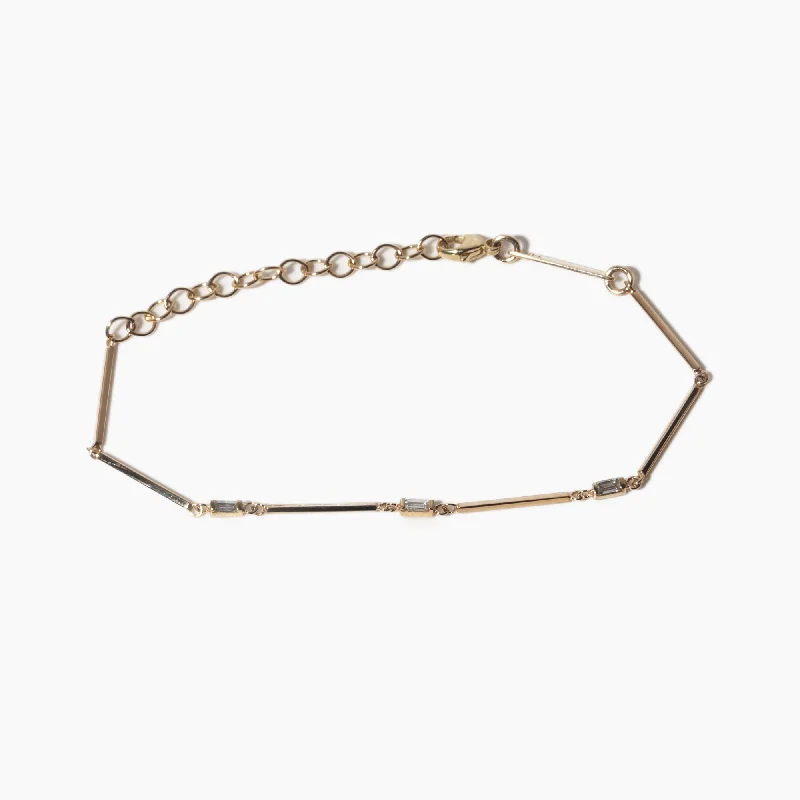 Three Baguette Stationed Bar Bracelet