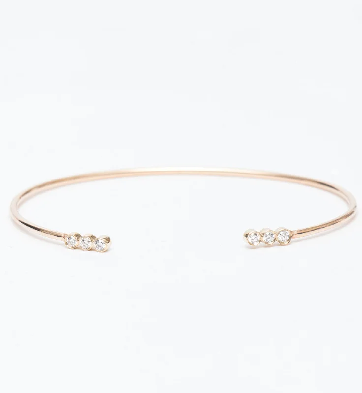 Three Diamond Line Open Cuff